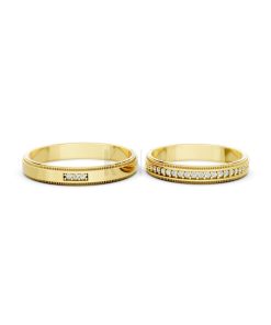 Nhẫn cưới A201 màu Vàng Gold vàng 10K/14K/18K/607 cao cấp, thanh lịch