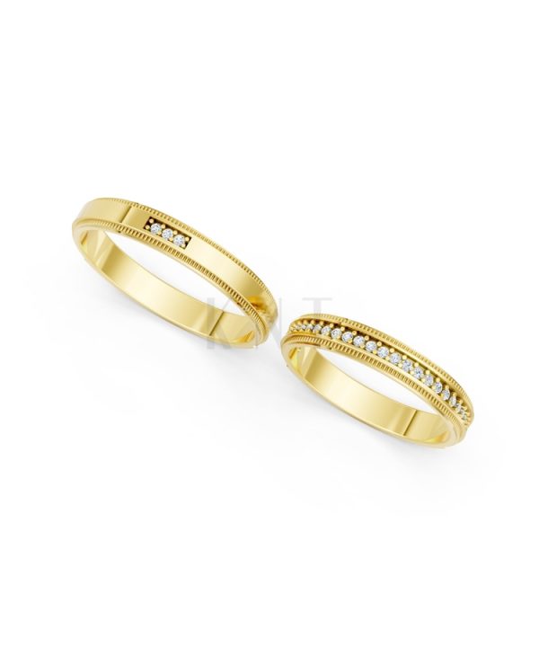 Nhẫn cưới A201 màu Vàng Gold thiết kế tinh xảo, độc đáo