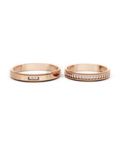 Nhẫn cưới A201 màu vàng hồng Rose Gold vàng đẹp, họa tiết hình học, độc đáo