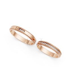 Nhẫn cưới A201 màu vàng hồng Rose Gold thiết kế đối xứng, phong cách, ấn tượng