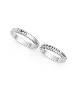 Nhẫn cưới A201 màu vàng trắng White Gold vàng sáng, đường nét sắc sảo, tinh tế