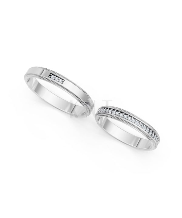 Nhẫn cưới A201 màu vàng trắng White Gold vàng sáng, đường nét sắc sảo, tinh tế