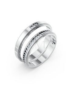 Nhẫn cưới A201 màu vàng trắng White Gold kiểu dáng hiện đại, nổi bật