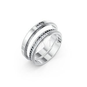 Nhẫn cưới A201 màu vàng trắng White Gold kiểu dáng hiện đại, nổi bật