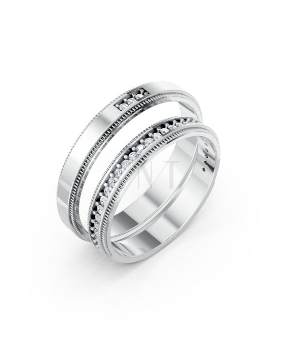 Nhẫn cưới A201 màu vàng trắng White Gold kiểu dáng hiện đại, nổi bật