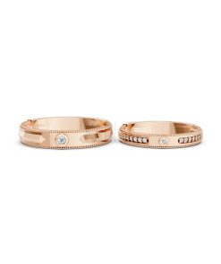 Nhẫn cưới A202 màu vàng hồng Rose Gold vàng đẹp, họa tiết hình học, độc đáo