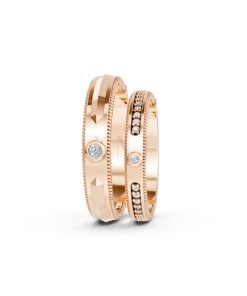 Nhẫn cưới A202 màu vàng hồng Rose Gold thiết kế đối xứng, phong cách, ấn tượng