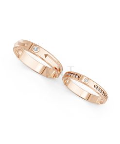 Nhẫn cưới A202 màu vàng hồng Rose Gold phong cách trẻ trung, nổi bật