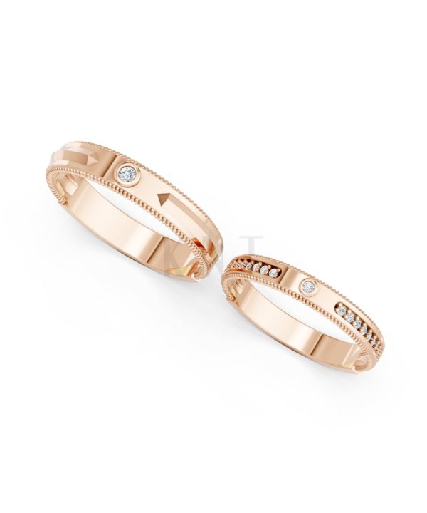 Nhẫn cưới A202 màu vàng hồng Rose Gold phong cách trẻ trung, nổi bật