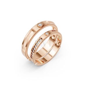 Nhẫn cưới A202 màu vàng hồng Rose Gold họa tiết ấn tượng, cá tính