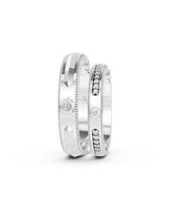 Nhẫn cưới A202 màu vàng trắng White Gold kiểu dáng cá tính, hiện đại