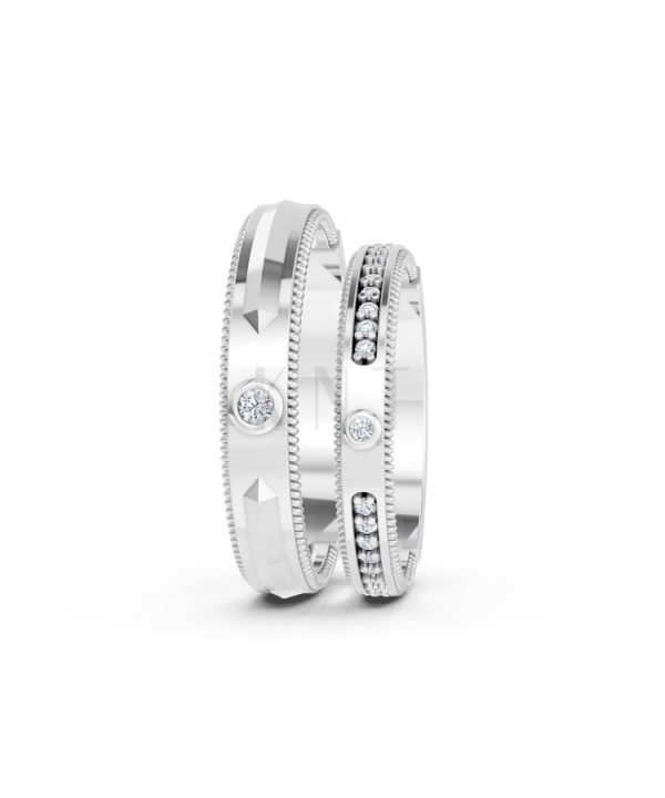 Nhẫn cưới A202 màu vàng trắng White Gold kiểu dáng cá tính, hiện đại