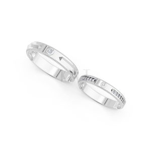 Nhẫn cưới A202 màu vàng trắng White Gold vàng sáng bóng, thiết kế trẻ trung