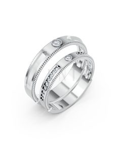 Nhẫn cưới A202 màu vàng trắng White Gold kiểu dáng hiện đại, nổi bật