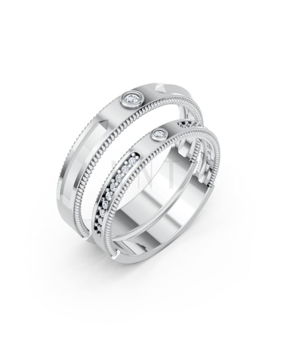 Nhẫn cưới A202 màu vàng trắng White Gold kiểu dáng hiện đại, nổi bật