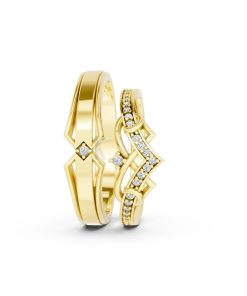 Nhẫn cưới A204 màu Vàng Gold thiết kế phá cách, sang trọng