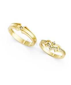 Nhẫn cưới A204 màu Vàng Gold thiết kế tinh xảo, độc đáo