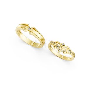 Nhẫn cưới A204 màu Vàng Gold thiết kế tinh xảo, độc đáo