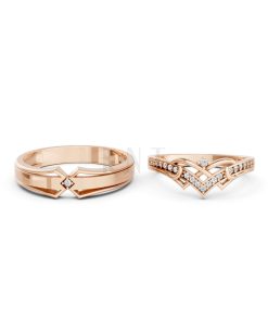 Nhẫn cưới A204 màu vàng hồng Rose Gold thiết kế đối xứng, phong cách, ấn tượng