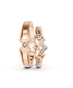 Nhẫn cưới A204 màu vàng hồng Rose Gold phong cách trẻ trung, nổi bật