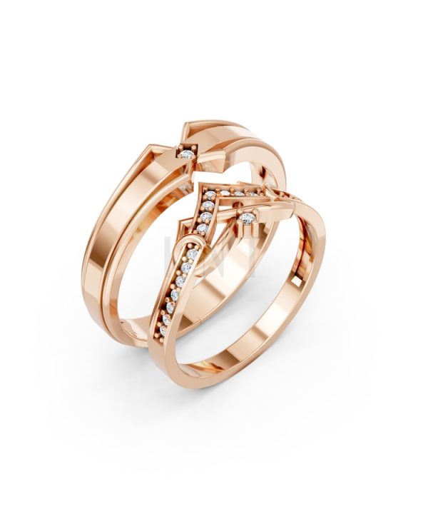 Nhẫn cưới A204 màu vàng hồng Rose Gold họa tiết ấn tượng, cá tính