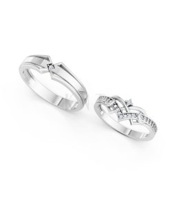 Nhẫn cưới A204 màu vàng trắng White Gold kiểu dáng cá tính, hiện đại