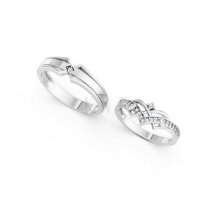 Nhẫn cưới A204 màu vàng trắng White Gold kiểu dáng cá tính, hiện đại