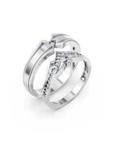 Nhẫn cưới A204 màu vàng trắng White Gold kiểu dáng hiện đại, nổi bật