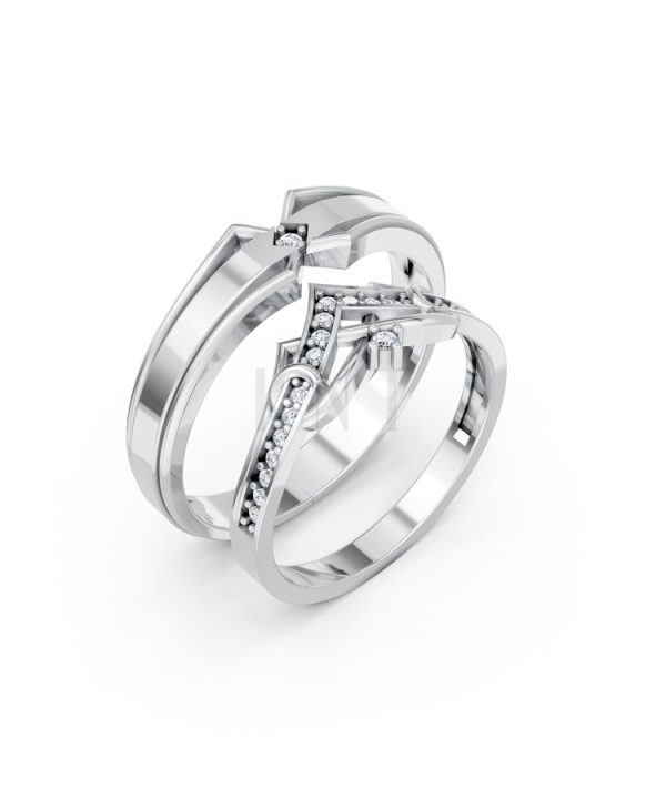 Nhẫn cưới A204 màu vàng trắng White Gold kiểu dáng hiện đại, nổi bật