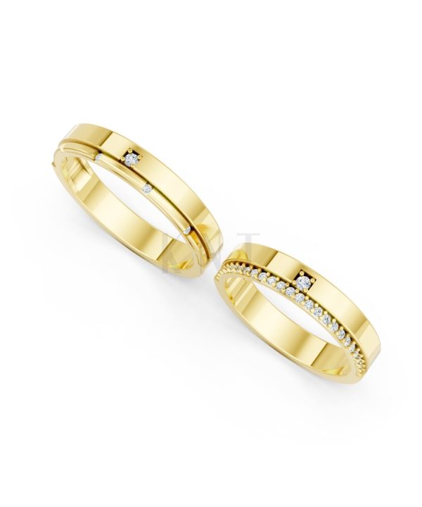 Nhẫn cưới A205 màu Vàng Gold thiết kế tinh xảo, độc đáo