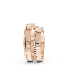 Nhẫn cưới A205 màu vàng hồng Rose Gold phong cách trẻ trung, nổi bật