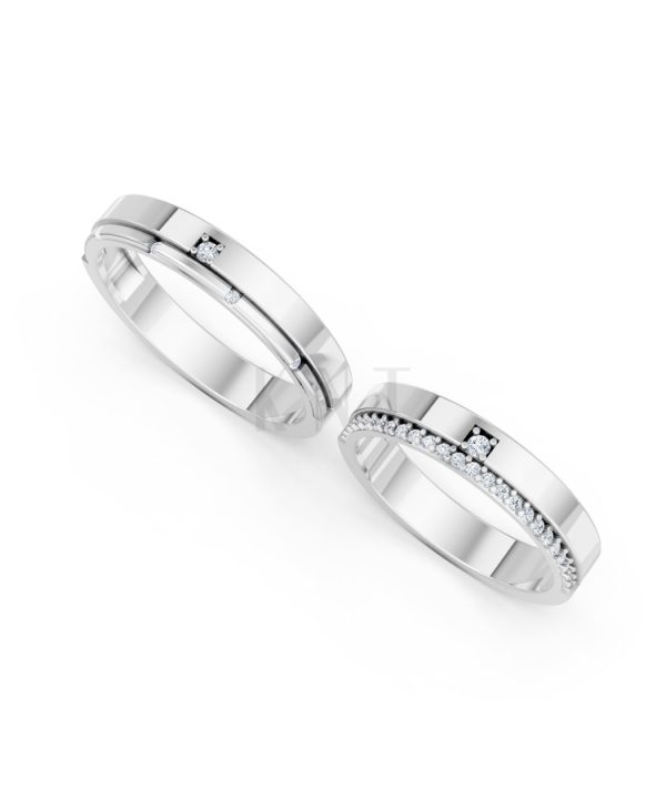 Nhẫn cưới A205 màu vàng trắng White Gold vàng sáng bóng, thiết kế trẻ trung