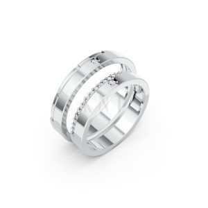 Nhẫn cưới A205 màu vàng trắng White Gold kiểu dáng hiện đại, nổi bật