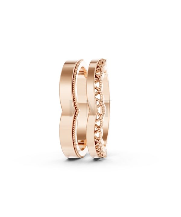 Nhẫn cưới A206 màu vàng hồng Rose Gold phong cách trẻ trung, nổi bật