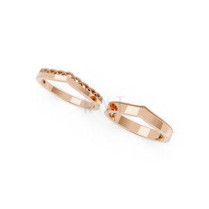 Nhẫn cưới A206 màu vàng hồng Rose Gold vàng đẹp, họa tiết hình học, độc đáo