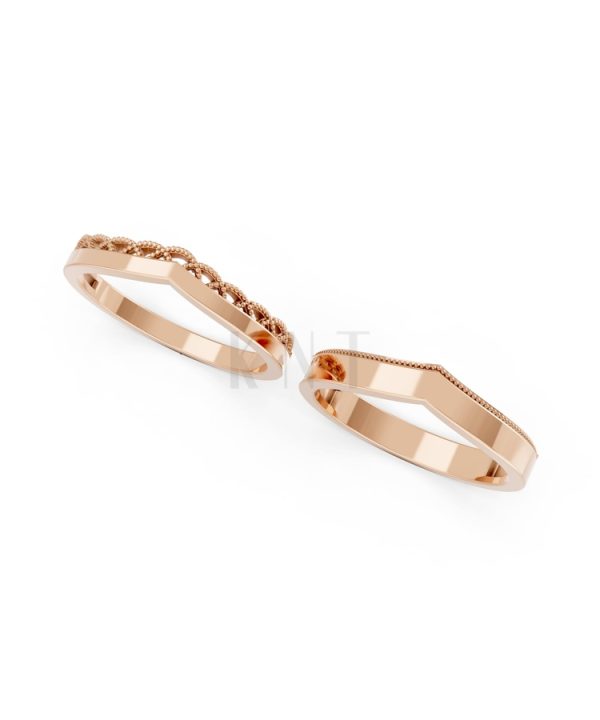 Nhẫn cưới A206 màu vàng hồng Rose Gold vàng đẹp, họa tiết hình học, độc đáo