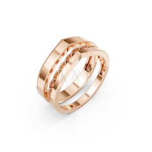 Nhẫn cưới A206 màu vàng hồng Rose Gold họa tiết ấn tượng, cá tính
