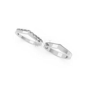 Nhẫn cưới A206 màu vàng trắng White Gold kiểu dáng cá tính, hiện đại