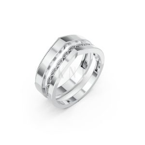 Nhẫn cưới A206 màu vàng trắng White Gold kiểu dáng hiện đại, nổi bật