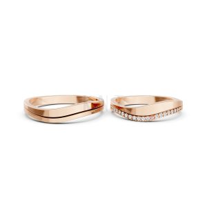 Nhẫn cưới A207 màu vàng hồng Rose Gold phong cách trẻ trung, nổi bật