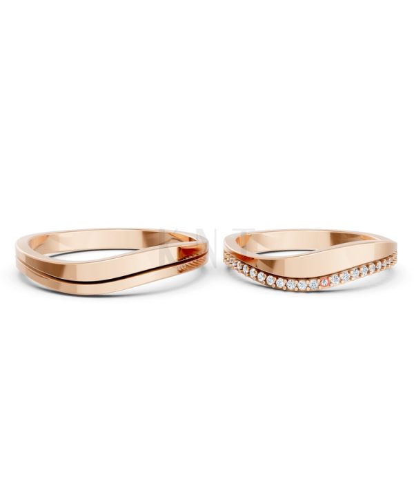 Nhẫn cưới A207 màu vàng hồng Rose Gold phong cách trẻ trung, nổi bật
