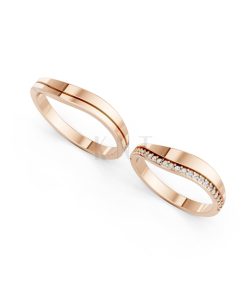Nhẫn cưới A207 màu vàng hồng Rose Gold thiết kế đối xứng, phong cách, ấn tượng
