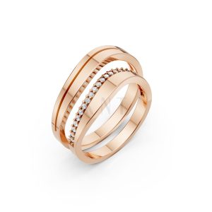 Nhẫn cưới A207 màu vàng hồng Rose Gold họa tiết ấn tượng, cá tính