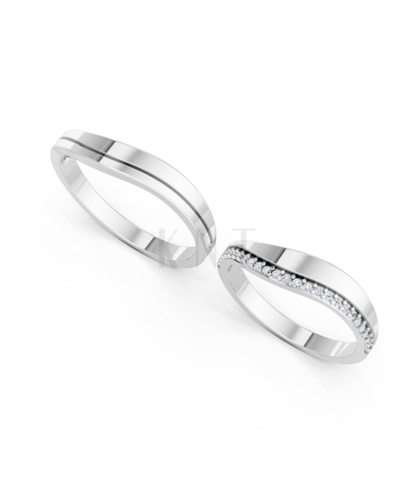 Nhẫn cưới A207 màu vàng trắng White Gold vàng sáng, đường nét sắc sảo, tinh tế