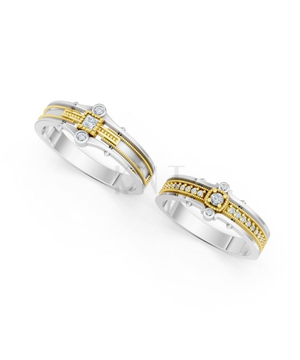 Nhẫn cưới A208 phối màu Dual Color thiết kế đối xứng, phong cách, ấn tượng