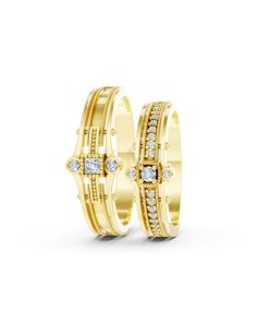 Nhẫn cưới A208 màu Vàng Gold vàng 10K/14K/18K/607 cao cấp, thanh lịch