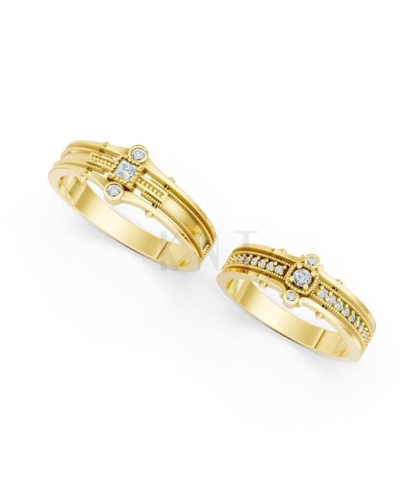 Nhẫn cưới A208 màu Vàng Gold thiết kế tinh xảo, độc đáo