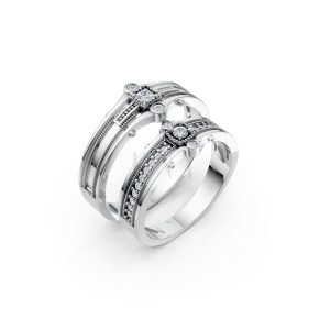 Nhẫn cưới A208 màu vàng trắng White Gold kiểu dáng hiện đại, nổi bật