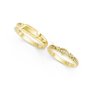 Nhẫn cưới A210 màu Vàng Gold thiết kế tinh xảo, độc đáo