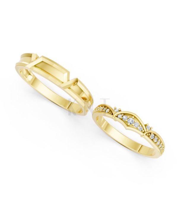 Nhẫn cưới A210 màu Vàng Gold thiết kế tinh xảo, độc đáo